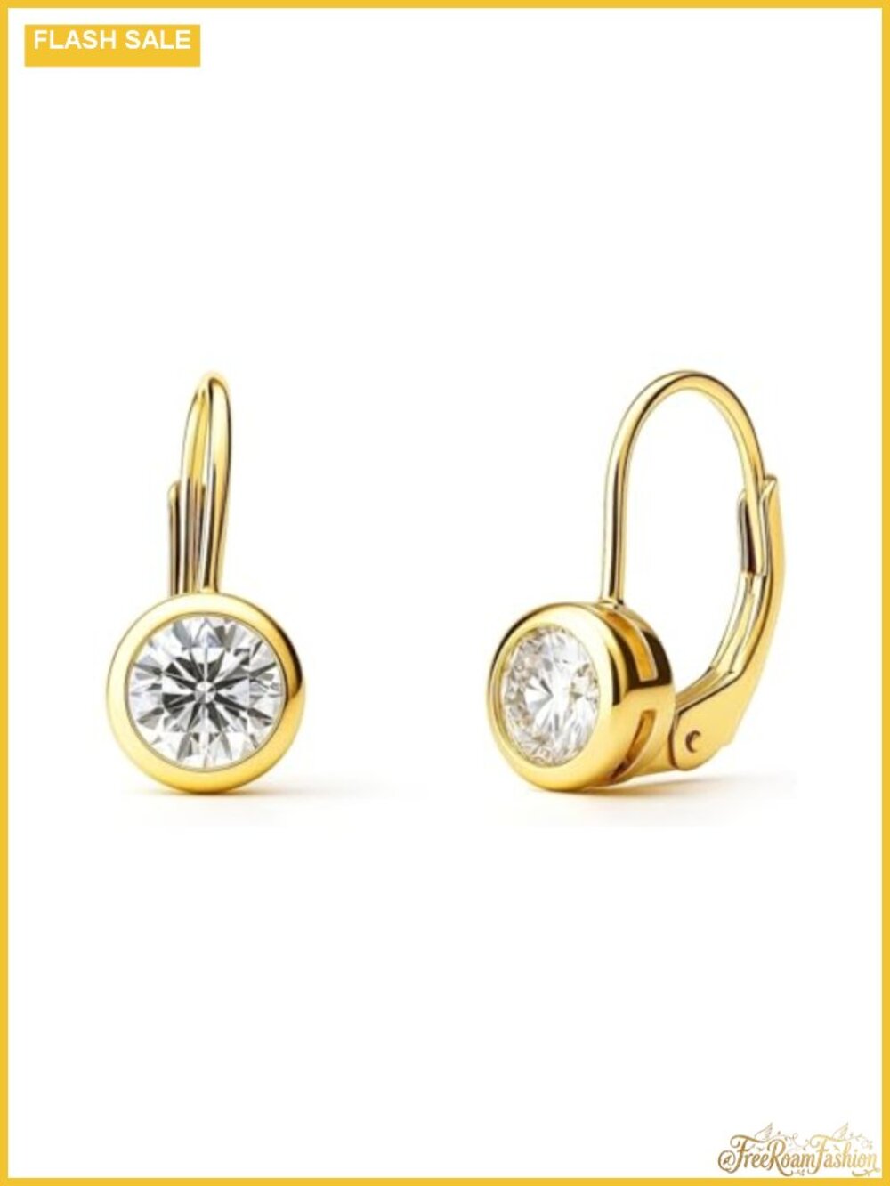 Sterling Silver CZ Solitaire Dangle Drop Earrings Leverback Women